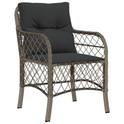 Ensemble de bistro 3 pcs avec coussins gris résine tressée 