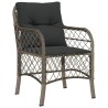 Ensemble de bistro 3 pcs avec coussins gris résine tressée 