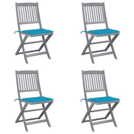 Chaises pliables d'extérieur lot de 4 et coussins Bois d'acacia 