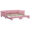 Lit de jour avec lit gigogne rose 100x200 cm velours 