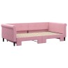 Lit de jour avec lit gigogne rose 100x200 cm velours 