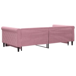 Lit de jour avec lit gigogne rose 100x200 cm velours 