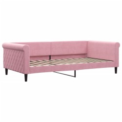Lit de jour avec lit gigogne rose 100x200 cm velours 