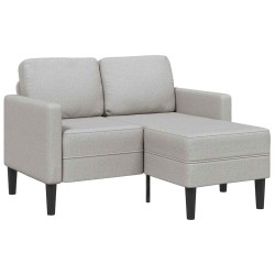 Canapé 2 places avec méridienne en L gris nuage 125 cm tissu 