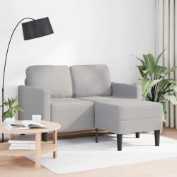 Canapé 2 places avec méridienne en L gris nuage 125 cm tissu 