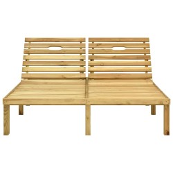 Chaise longue double avec coussins Bois de pin imprégné 