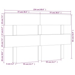 Tête de lit Gris 154x3x81 cm Bois massif de pin 