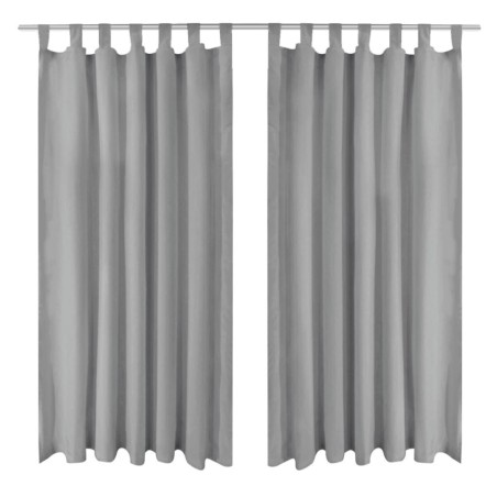 Rideau occultant avec boucles 2 pcs 140 x 245 cm Gris 