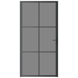 Porte intérieure 102,5x201,5 cm Noir Verre ESG et aluminium 