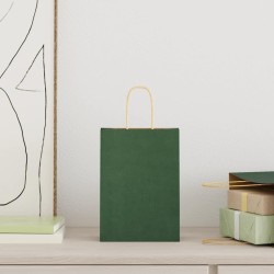 Sacs en papier 250 pcs avec poignées vert 15x8x21 cm 
