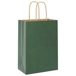 Sacs en papier 250 pcs avec poignées vert 15x8x21 cm 