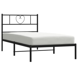 Cadre de lit métal sans matelas avec tête de lit noir 107x203cm 