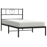 Cadre de lit métal sans matelas avec tête de lit noir 107x203cm 
