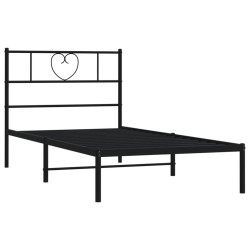 Cadre de lit métal sans matelas avec tête de lit noir 107x203cm 