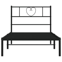 Cadre de lit métal sans matelas avec tête de lit noir 107x203cm 