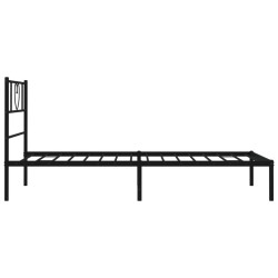 Cadre de lit métal sans matelas avec tête de lit noir 107x203cm 