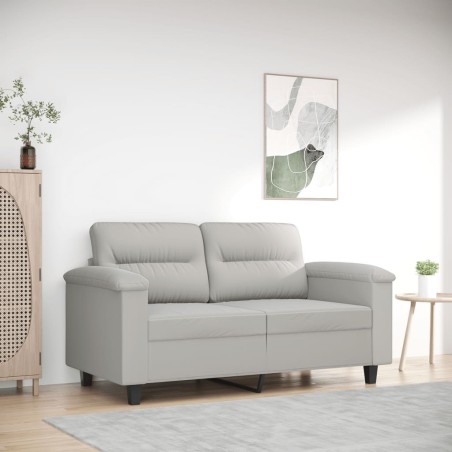 Canapé à 2 places Gris clair 120 cm Tissu microfibre 