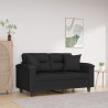 Canapé 2 places avec oreillers noir 120 cm tissu microfibre 