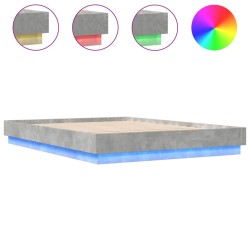 Cadre de lit avec LED sans matelas gris béton 160x200 cm 