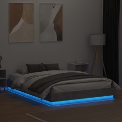 Cadre de lit avec LED sans matelas gris béton 160x200 cm 