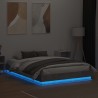 Cadre de lit avec LED sans matelas gris béton 160x200 cm 