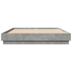 Cadre de lit avec LED sans matelas gris béton 160x200 cm 