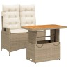 Ensemble à manger de jardin et coussins 2 pcs beige poly rotin 