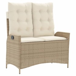 Ensemble à manger de jardin et coussins 2 pcs beige poly rotin 