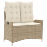 Ensemble à manger de jardin et coussins 2 pcs beige poly rotin 