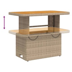 Ensemble à manger de jardin et coussins 2 pcs beige poly rotin 