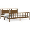 Cadre de lit sans matelas marron miel 200x200cm bois pin massif 
