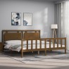 Cadre de lit sans matelas marron miel 200x200cm bois pin massif 