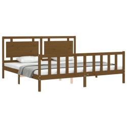 Cadre de lit sans matelas marron miel 200x200cm bois pin massif 