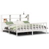 Lit bibliothèque sans matelas blanc 200x200 cm bois pin massif 