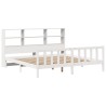 Lit bibliothèque sans matelas blanc 200x200 cm bois pin massif 