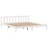 Lit bibliothèque sans matelas blanc 200x200 cm bois pin massif 