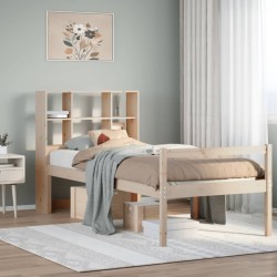 Lit bibliothèque sans matelas 90x200 cm bois de pin massif 