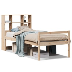 Lit bibliothèque sans matelas 90x200 cm bois de pin massif 