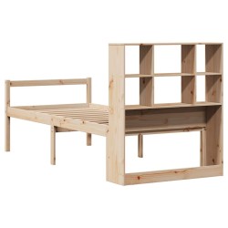 Lit bibliothèque sans matelas 90x200 cm bois de pin massif 