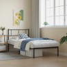 Cadre de lit métal sans matelas avec tête de lit noir 107x203cm 