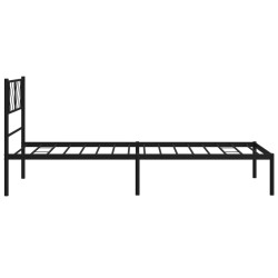Cadre de lit métal sans matelas avec tête de lit noir 107x203cm 