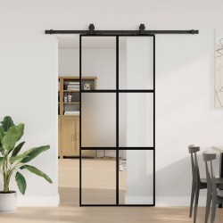 Porte coulissante avec kit de quincaillerie noir 90x205 cm 
