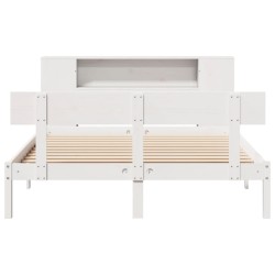 Lit bibliothèque sans matelas blanc 120x200 cm bois pin massif 