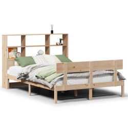 Lit bibliothèque sans matelas 120x200 cm bois de pin massif 