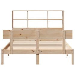 Lit bibliothèque sans matelas 120x200 cm bois de pin massif 