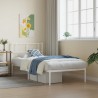 Cadre de lit métal sans matelas et tête de lit blanc 107x203 cm 