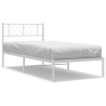 Cadre de lit métal sans matelas et tête de lit blanc 107x203 cm 
