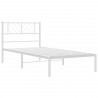 Cadre de lit métal sans matelas et tête de lit blanc 107x203 cm 