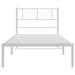 Cadre de lit métal sans matelas et tête de lit blanc 107x203 cm 