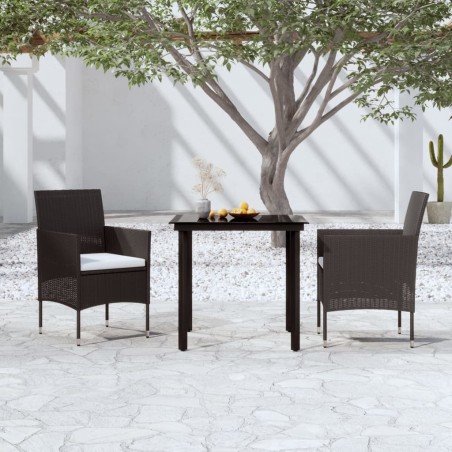 Ensemble à manger de jardin avec coussins 3 pcs noir 
